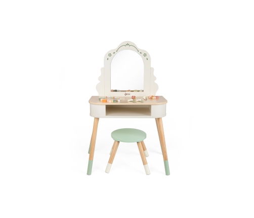 CLASSIC WORLD Drewniana Toaletka z Lustrem Krzesełkiem i Akcesoriami Pastelowa