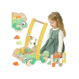 CLASSIC WORLD Drewniany Pchacz Chodzik Kameleon z Klockami CLASSIC WORLD Drewniany Pchacz Chodzik Kameleon z Klockami