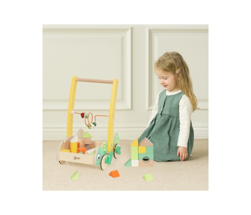 CLASSIC WORLD Drewniany Pchacz Chodzik Kameleon z Klockami