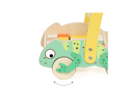 CLASSIC WORLD Drewniany Pchacz Chodzik Kameleon z Klockami