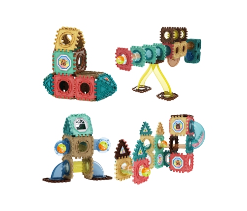 WOOPIE Klocki Magnetyczne Konstrukcyjne 3D Zestaw Edukacyjny Tor Kulkowy 68el.