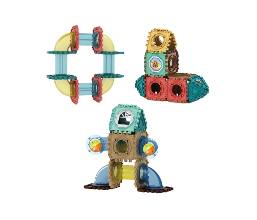 WOOPIE Klocki Magnetyczne Konstrukcyjne 3D Zestaw Edukacyjny Tor Kulkowy 228el.