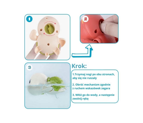 Woopie Żółw Żółwik Pływający Nakręcany Zabawka Do Kąpieli Różowy