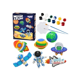 WOOPIE Zestaw Kreatywny z Farbami DIY Zrób Odlewy Gipsowe Figurki i Pomaluj - Zestaw Kosmiczny