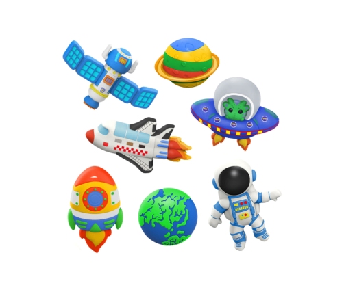 WOOPIE Zestaw Kreatywny z Farbami DIY Zrób Odlewy Gipsowe Figurki i Pomaluj - Zestaw Kosmiczny