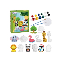 WOOPIE Zestaw Kreatywny z Farbami DIY Zrób Odlewy Gipsowe Figurki i Pomaluj - Zestaw Zwierzątka