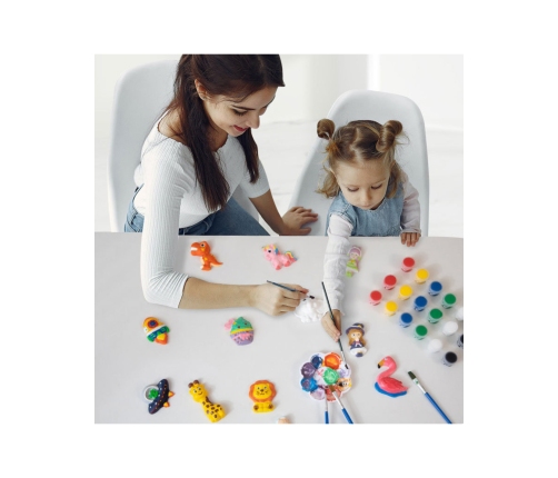 WOOPIE Zestaw Kreatywny z Farbami DIY Zrób Odlewy Gipsowe Figurki i Pomaluj - Zestaw Zwierzątka