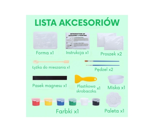 WOOPIE Zestaw Kreatywny z Farbami DIY Zrób Odlewy Gipsowe Figurki i Pomaluj - Zestaw Zwierzątka