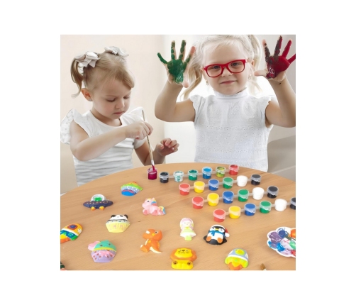 WOOPIE Zestaw Kreatywny z Farbami DIY Zrób Odlewy Gipsowe Figurki i Pomaluj - Zestaw Dinozaury