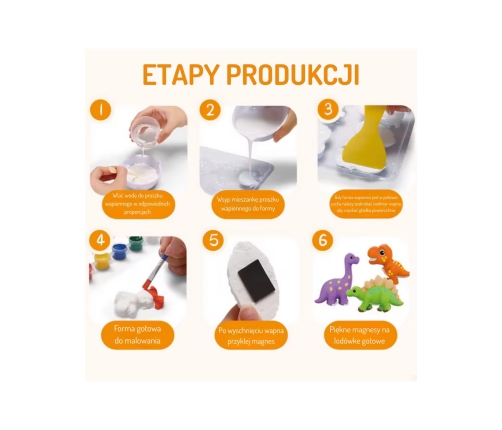 WOOPIE Zestaw Kreatywny z Farbami DIY Zrób Odlewy Gipsowe Figurki i Pomaluj - Zestaw Dinozaury