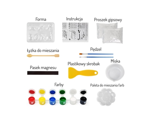 WOOPIE Zestaw Kreatywny z Farbami DIY Zrób Odlewy Gipsowe Figurki i Pomaluj - Zestaw Dinozaury