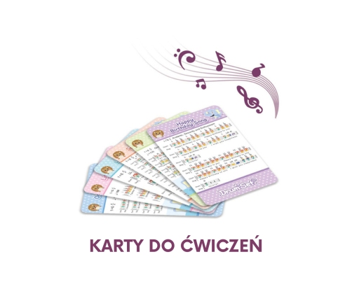 WOOPIE Perkusja Edukacyjna dla Dzieci 5 Bębnów 1 Talerz + Taboret z Motywem Zwierzątek