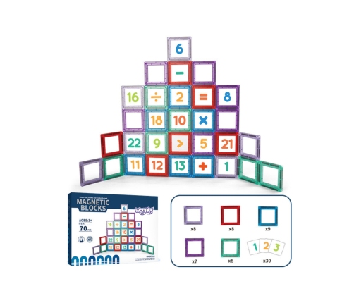 WOOPIE Przestrzenne Klocki Magnetyczne Nauka Liczb 70 Elementów