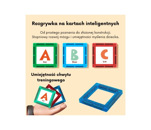 WOOPIE Przestrzenne Klocki Magnetyczne Nauka Liter 70 Elementów