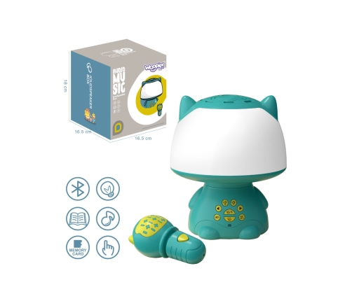 WOOPIE Multifunkcyjna Lampka RGB Głośnik Bluetooth Karaoke Modulator Głosu Karta SD AUX Turkusowa