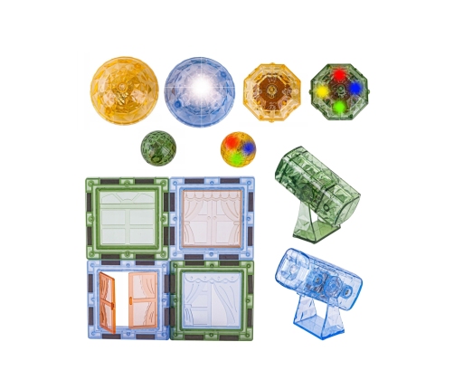 WOOPIE Klocki Magnetyczne Konstrukcyjne Świecące 3D Park Dinozaurów 124el.