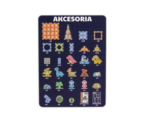 WOOPIE Klocki Magnetyczne Konstrukcyjne Świecące 3D Park Dinozaurów 124el.