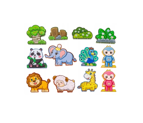 WOOPIE Klocki Magnetyczne Konstrukcyjne Świecące 3D Świat Zwierząt 124el.