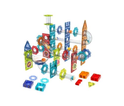 WOOPIE Klocki Magnetyczne Konstrukcyjne 3D Zestaw Edukacyjny Tor Kulkowy 113 el.