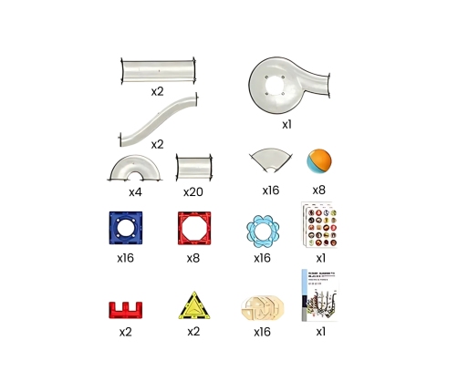 WOOPIE Klocki Magnetyczne Konstrukcyjne 3D Zestaw Edukacyjny Tor Kulkowy 113 el.