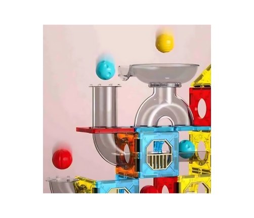 WOOPIE Klocki Magnetyczne Konstrukcyjne 3D Zestaw Edukacyjny Tor Kulkowy 113 el.