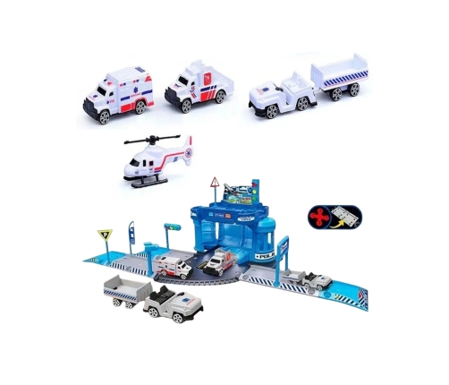 WOOPIE Zestaw Parking z Autami i Lądowiskiem dla Helikoptera 37el.