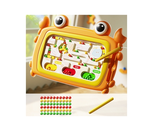 WOOPIE Tablica Magnetyczna Montessori Labirynt Krab Pomarańczowa