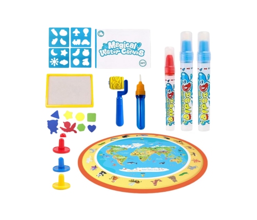 WOOPIE Magiczna Mata Wodna do Malowania Okrągła ZOO 23 el.