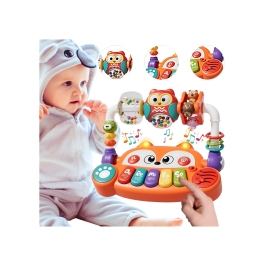 WOOPIE BABY Interaktywne Pianino Edukacyjne Sensoryczne Lisek LED Grzechotki