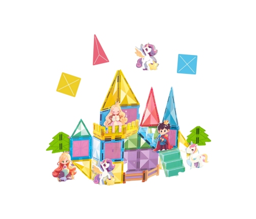 WOOPIE Klocki Magnetyczne Konstrukcyjne 3D Zestaw Edukacyjny Bajkowy Zamek 55el.