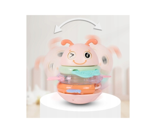 WOOPIE Baby Wańka Wstańka Zabawka Sensoryczna 2w1 Grzechotka Gryzak Różowa