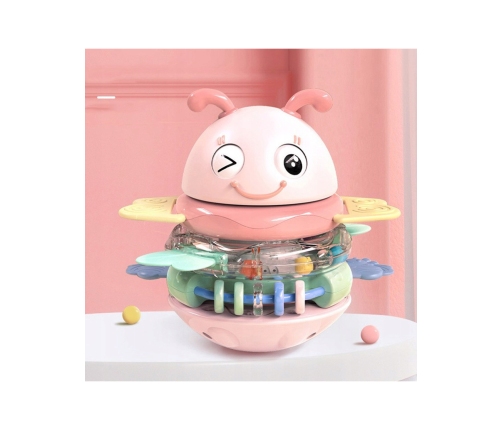 WOOPIE Baby Wańka Wstańka Zabawka Sensoryczna 2w1 Grzechotka Gryzak Różowa