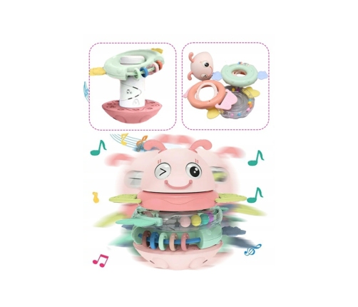 WOOPIE Baby Wańka Wstańka Zabawka Sensoryczna 2w1 Grzechotka Gryzak Różowa