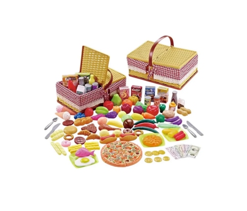 WOOPIE Kosz Piknikowy Owoce Warzywa Fast Food Zestaw XXL 103el.