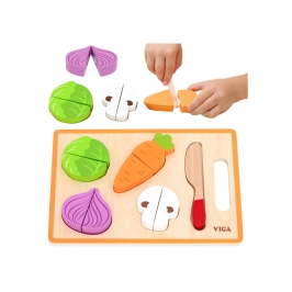 VIGA Drewniana Układanka Edukacyjna Montessori Warzywa do Krojenia