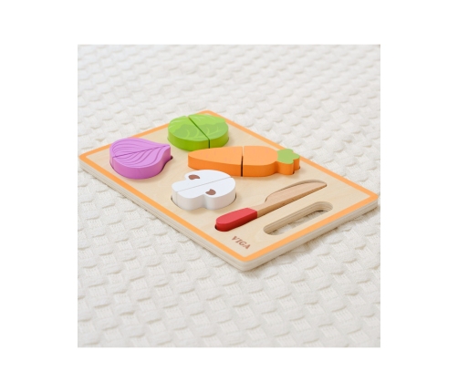 VIGA Drewniana Układanka Edukacyjna Montessori Warzywa do Krojenia