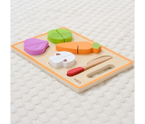 VIGA Drewniana Układanka Edukacyjna Montessori Warzywa do Krojenia
