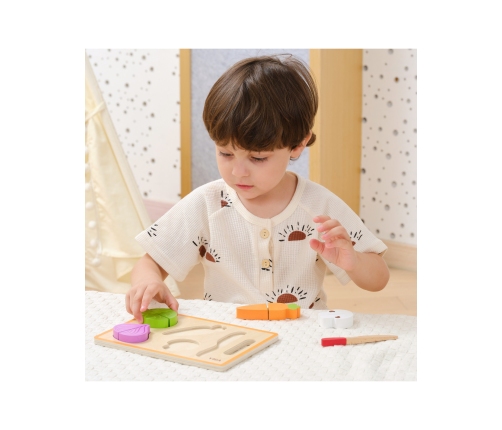 VIGA Drewniana Układanka Edukacyjna Montessori Warzywa do Krojenia