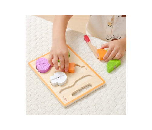 VIGA Drewniana Układanka Edukacyjna Montessori Warzywa do Krojenia