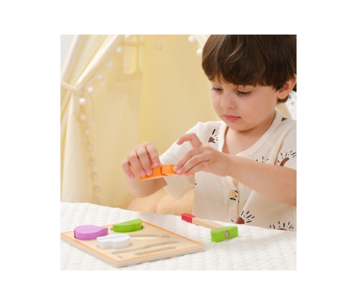 VIGA Drewniana Układanka Edukacyjna Montessori Warzywa do Krojenia