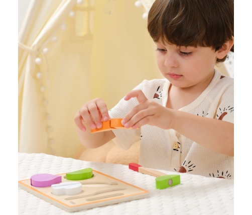 VIGA Drewniana Układanka Edukacyjna Montessori Warzywa do Krojenia