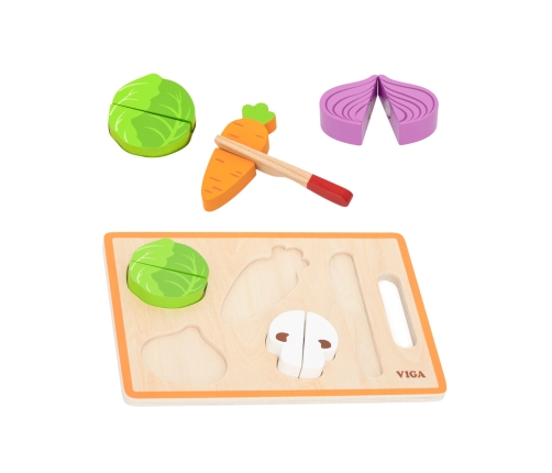 VIGA Drewniana Układanka Edukacyjna Montessori Warzywa do Krojenia