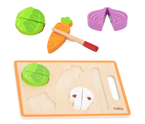 VIGA Drewniana Układanka Edukacyjna Montessori Warzywa do Krojenia