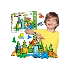 WOOPIE Klocki Magnetyczne Konstrukcyjne 3D Zestaw Edukacyjny Zwierzęta Dżungli 45el.