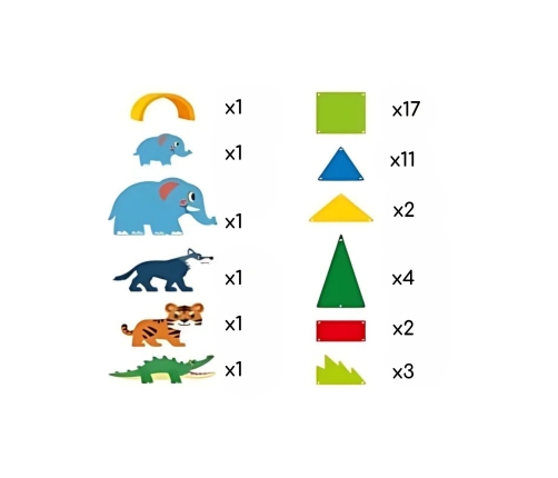 WOOPIE Klocki Magnetyczne Konstrukcyjne 3D Zestaw Edukacyjny Zwierzęta Dżungli 45el.