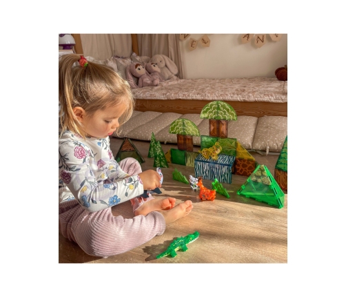 WOOPIE Klocki Magnetyczne Konstrukcyjne 3D Zestaw Edukacyjny Rzadkie Zwierzęta 45el.