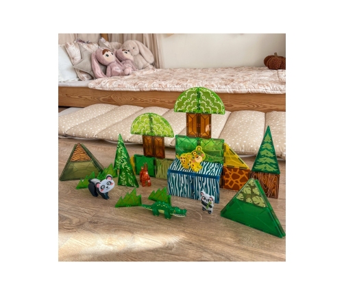 WOOPIE Klocki Magnetyczne Konstrukcyjne 3D Zestaw Edukacyjny Rzadkie Zwierzęta 45el.