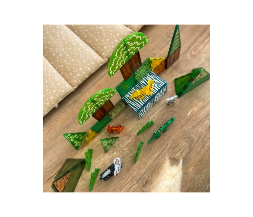 WOOPIE Klocki Magnetyczne Konstrukcyjne 3D Zestaw Edukacyjny Rzadkie Zwierzęta 45el.