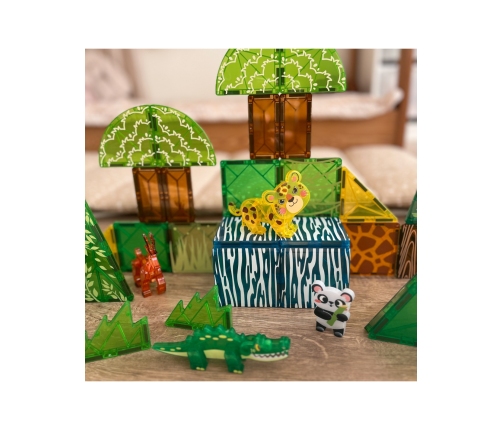 WOOPIE Klocki Magnetyczne Konstrukcyjne 3D Zestaw Edukacyjny Rzadkie Zwierzęta 45el.