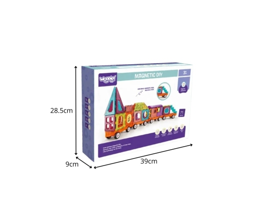 WOOPIE Klocki Magnetyczne 3D Zestaw Pociąg 71el.